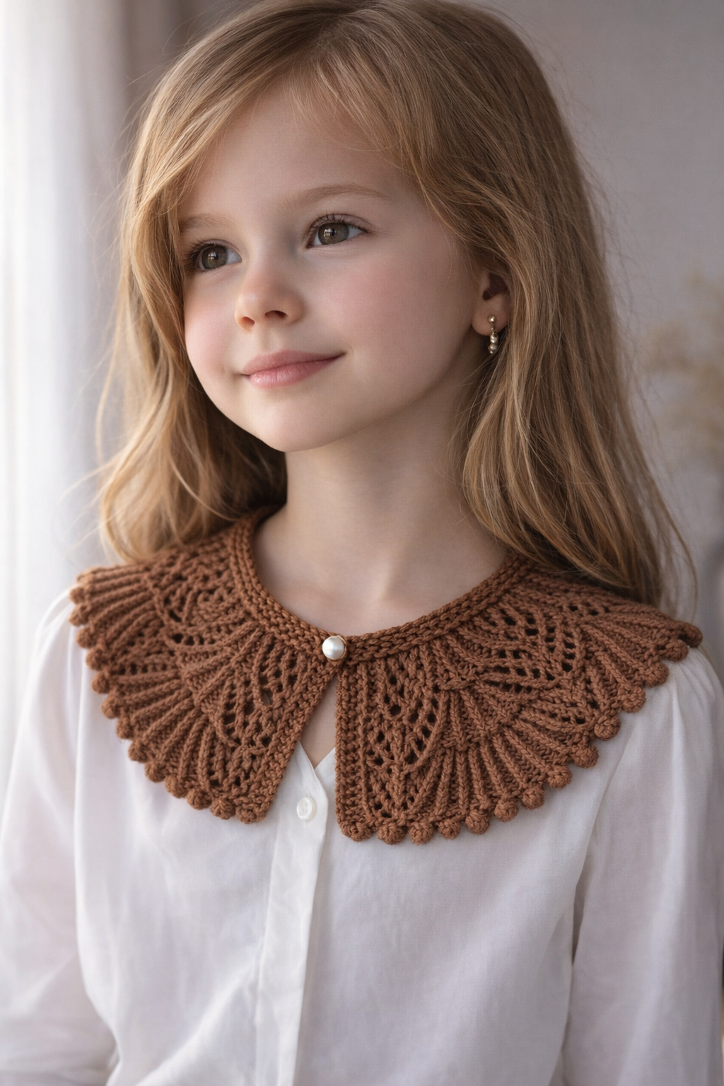 Ažūrinių raštų rankomis megzta apykaklė (įv. spalvos) - Image 8