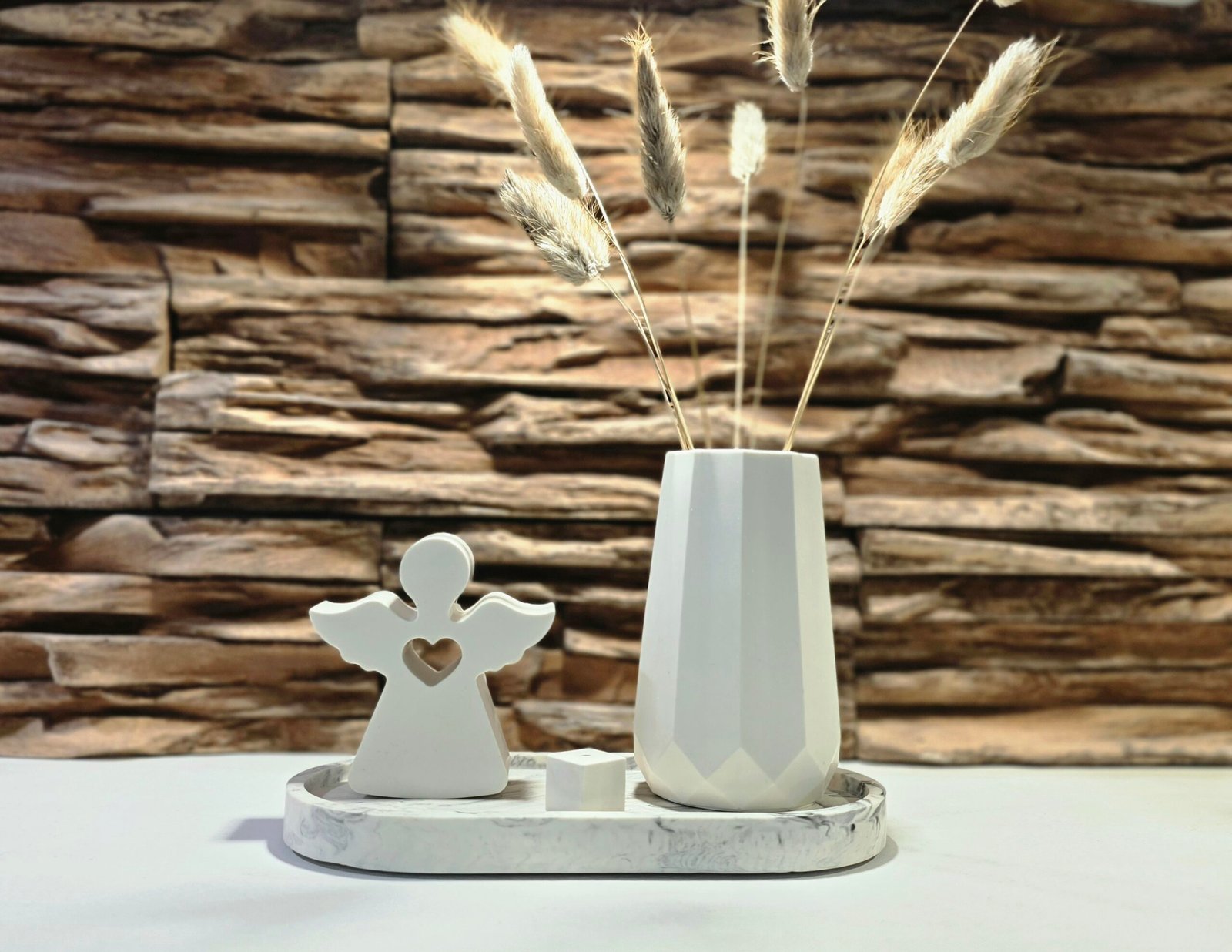 Rankų darbo rinkinys: angelas, padėklas ir vaza - Image 3