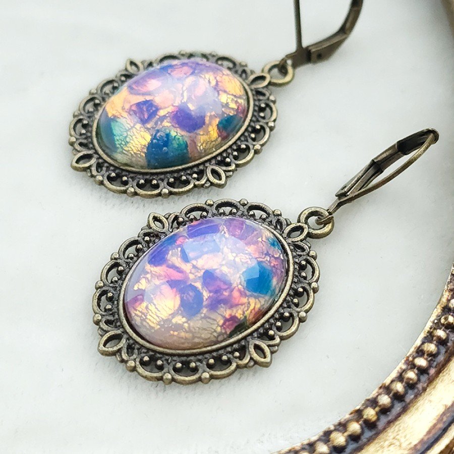 Rankų darbo vintažiniai auskarai „Harlequin“ - Image 3