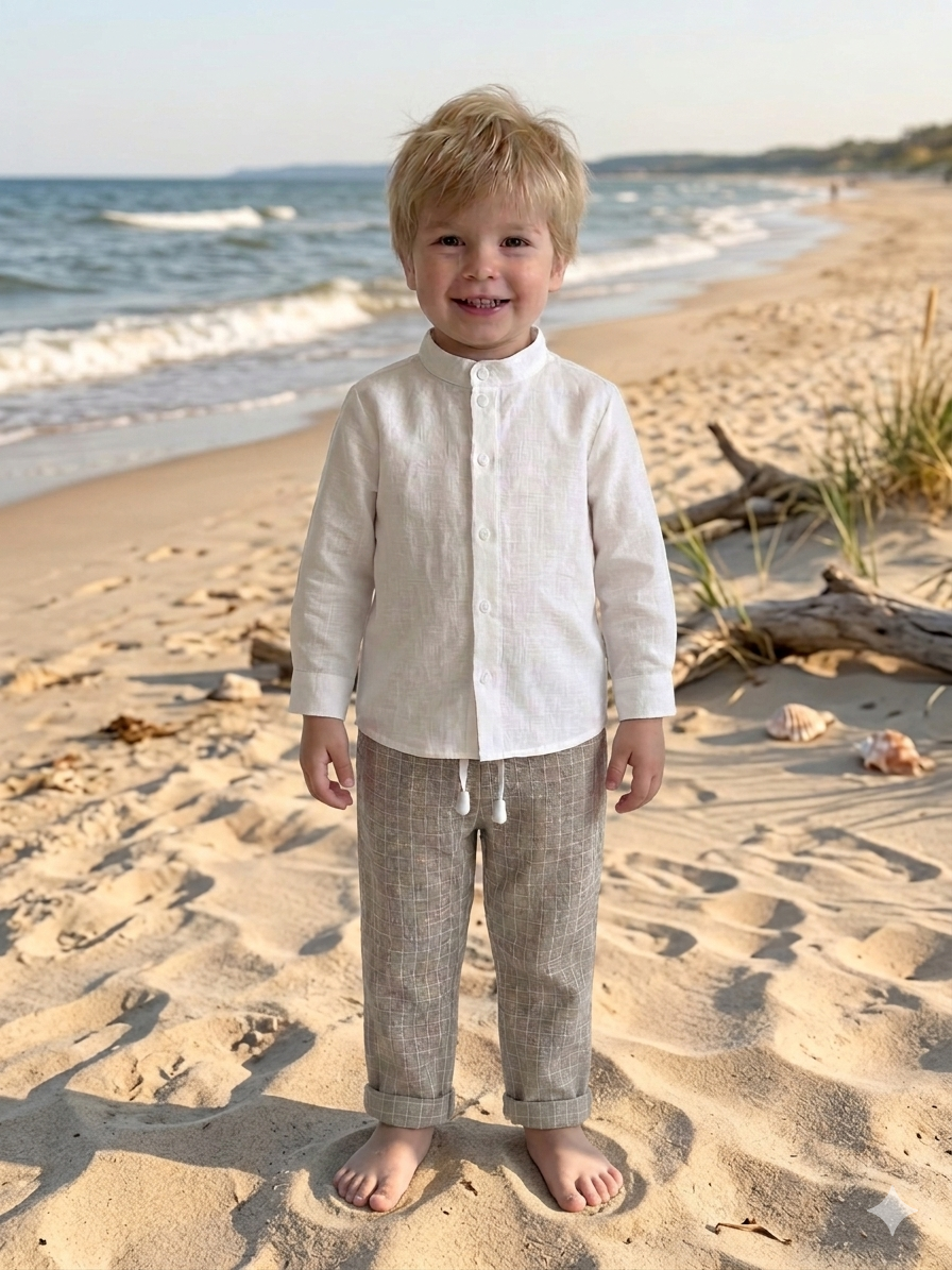 Baltų marškinių ir kelnių komplektas berniukui - Image 2